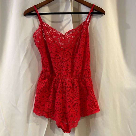 Victoria's Secret Other - Victoria's Secret Body by Victoria‎ Lace Romper size CS Red